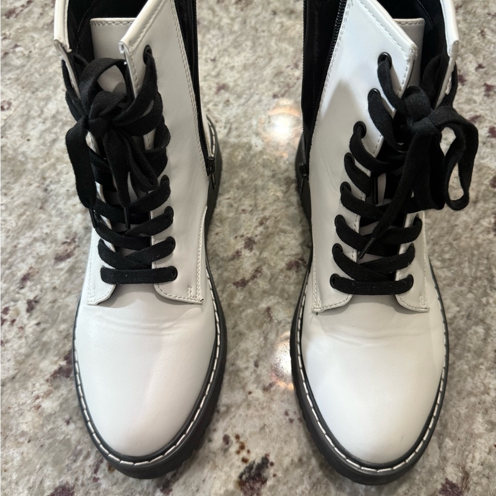 Madden Girl Black and White Combat Boots